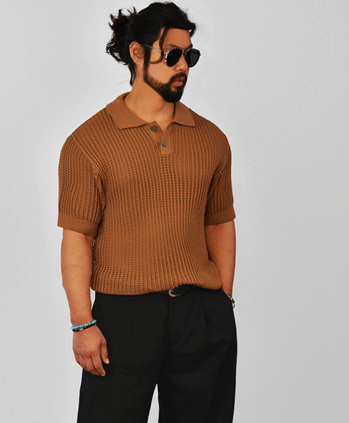 Waffle Collar Summer Sweater-Knit 469