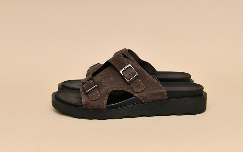 Suede Double Monk Sandal Slippers 924