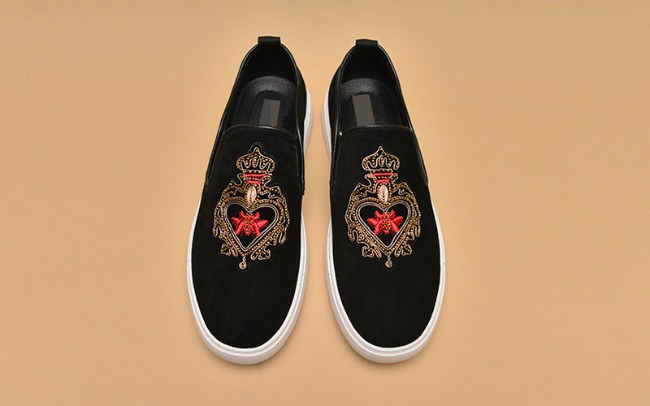 Gold Bee embroidered suede slip-on 944