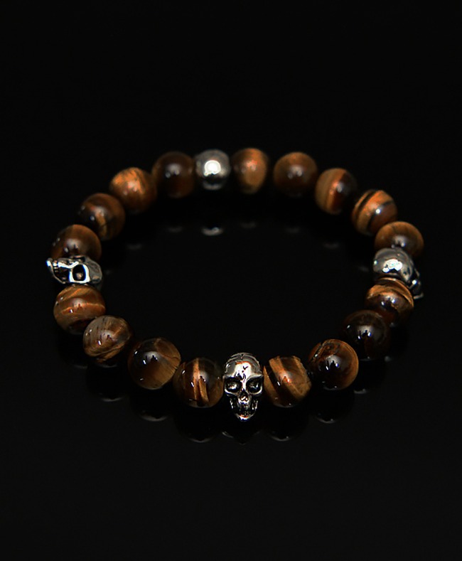 Skull Tiger Eye Onix Beads-Bracelet 554
