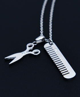 Scissors &amp; Brush Cubic Steel Necklace 391