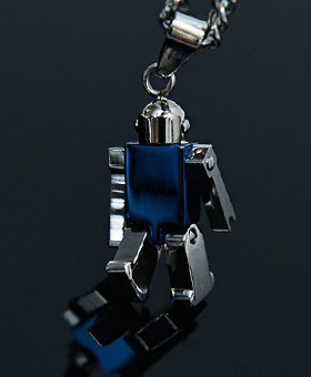steel robot necklace 411