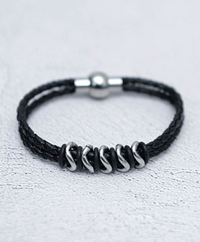 Wave 5 Ring Magnet Leather Bracelet 511