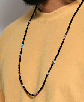 Star gemstone beads long necklace 439