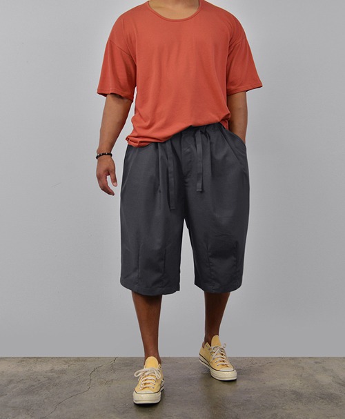 Linen Wide Crop Bermuda Pants-Shorts 570