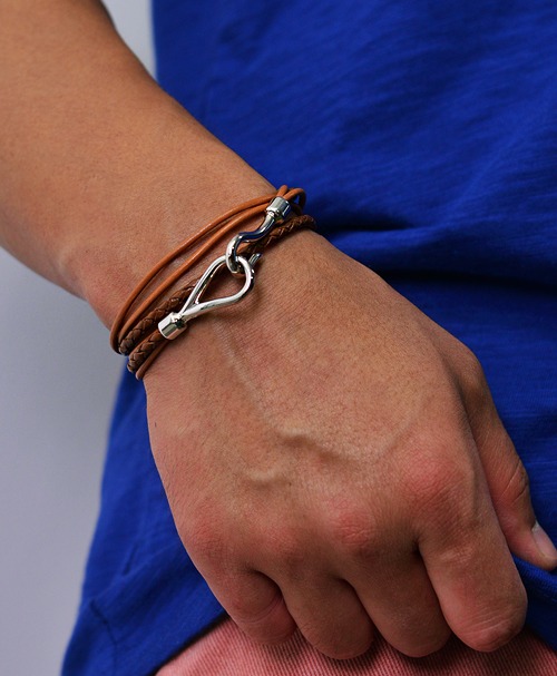 Leather Braided Coil Cuff-Bracelet 557