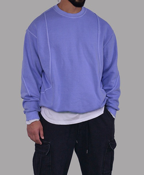 Curved Cut Pigment Sweatshirt-Tee 895