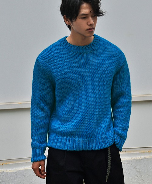 Heavy Gauge Wool Blend Cropped Sweater-Knit 500