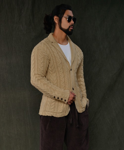 Classic Shawl Cable Lambswool Zip-Up-Cardigan 492