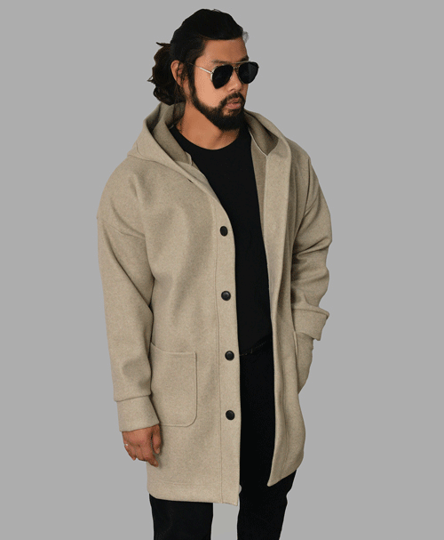 Daily Marled Wool Hooded-Coat 205