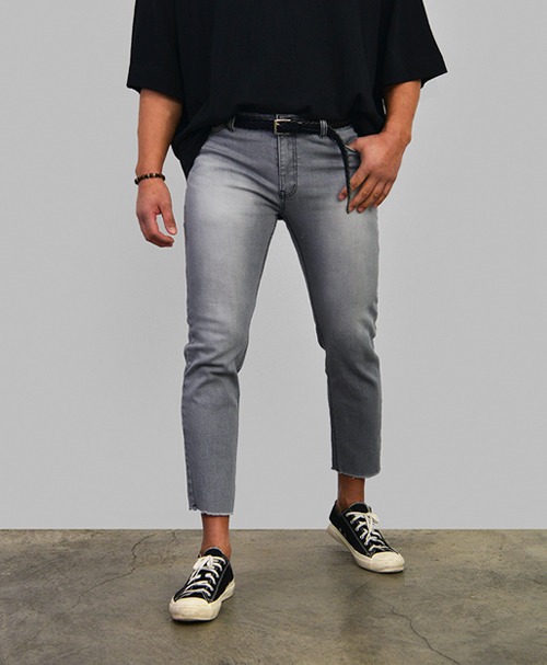 Slim Ankle Crop Ash Gray Denim-Jeans 863