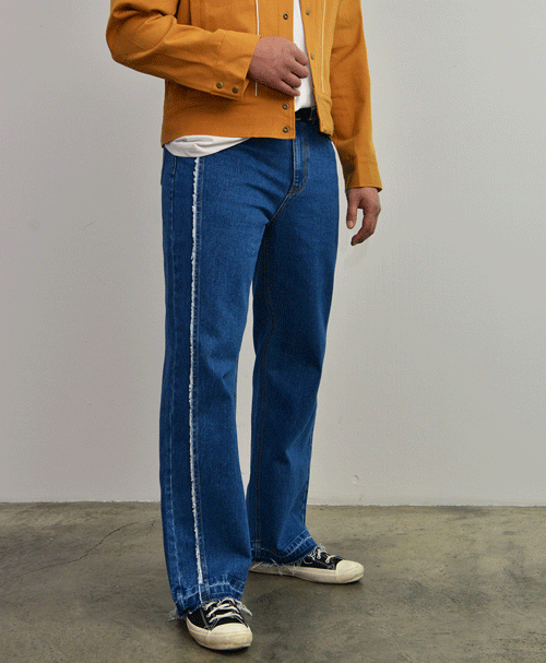 Vintage Seaming Slim Wide-Jeans 878