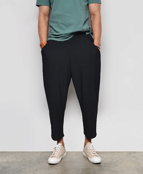 Fleated Semi Wide Stretchy Ankle-Pants 946
