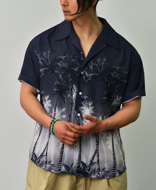Palm Tree Hawaiian Silket Button-down-Shirt 772